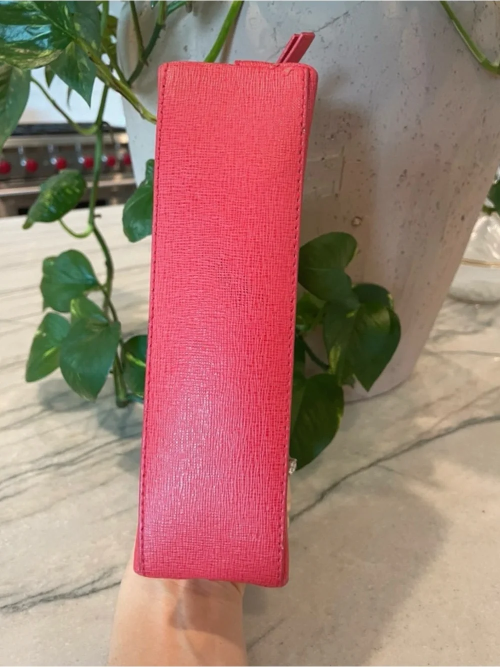 Furla Red Saffiano Leather Dome Cosmetic - Gold Hardware - Picture 7 of 11